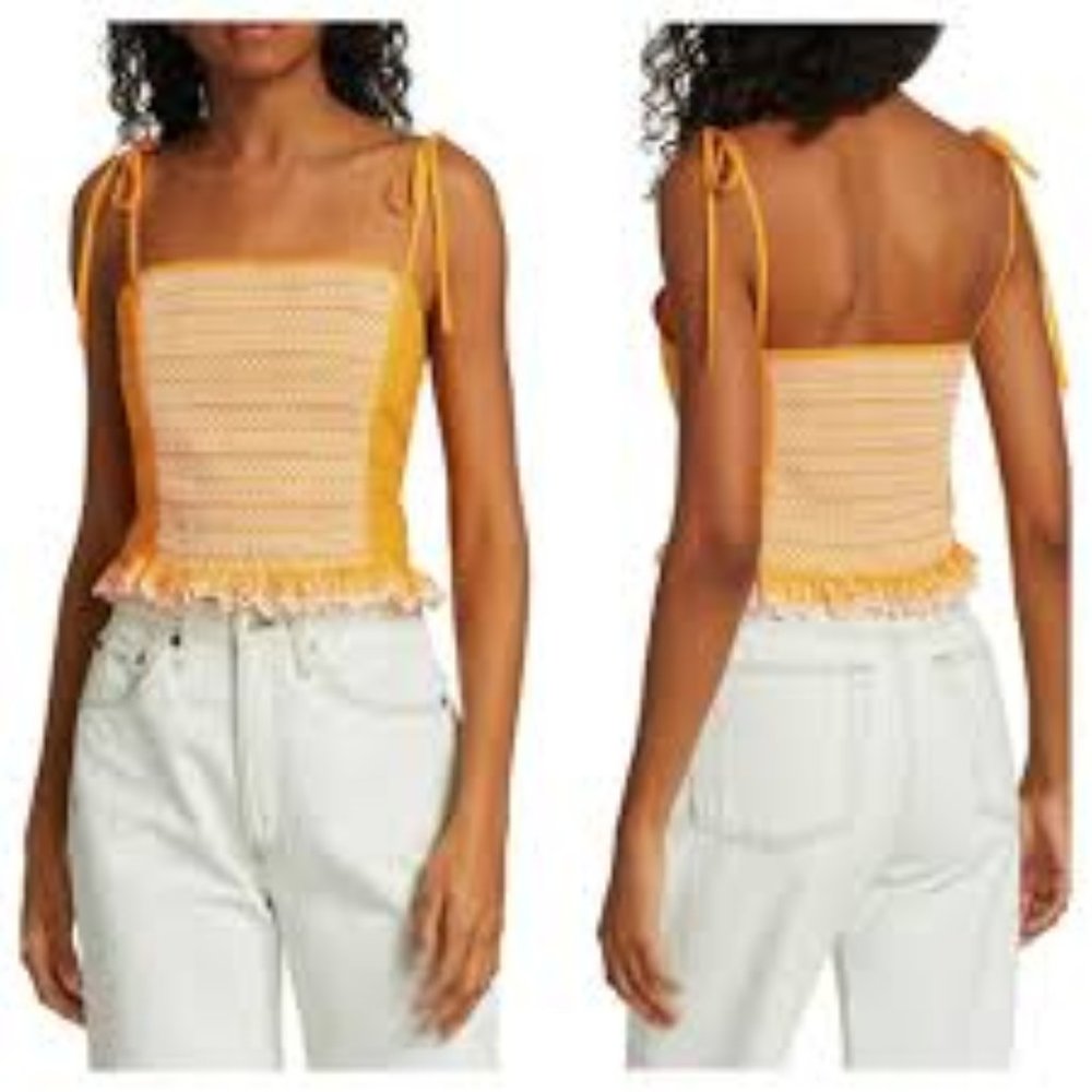 Tanya Taylor Marigold Randy Cropped Embroidered Tank Size XS